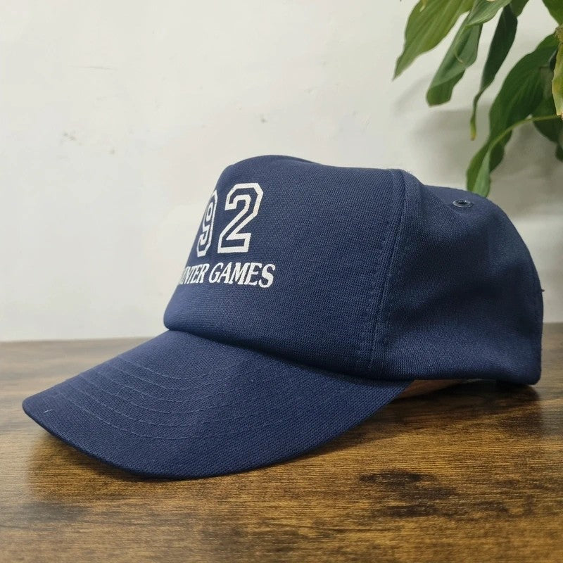 Vintage American Baseball Hat Snapback cap one size adjustable navy Winter games 92