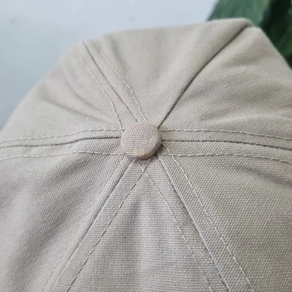 Vintage American Trucker Hat Snapback cap one size adjustable beige silver and leather