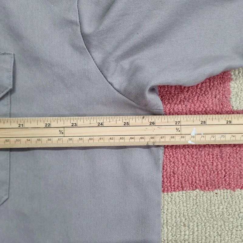 Vintage Dickies Boxy Fit Cropped Shirt Long Sleeve largr plain Grey Button Up Skater Y2K Surf