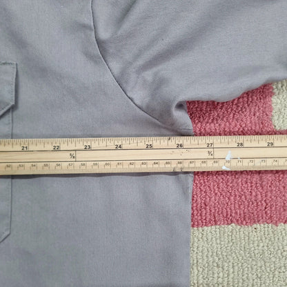 Vintage Dickies Boxy Fit Cropped Shirt Long Sleeve largr plain Grey Button Up Skater Y2K Surf