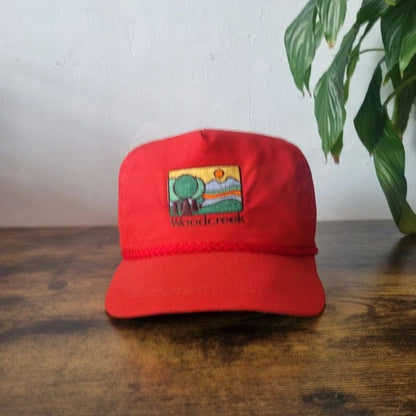 Vintage American Trucker Hat Snapback cap one size adjustable red woodcreek