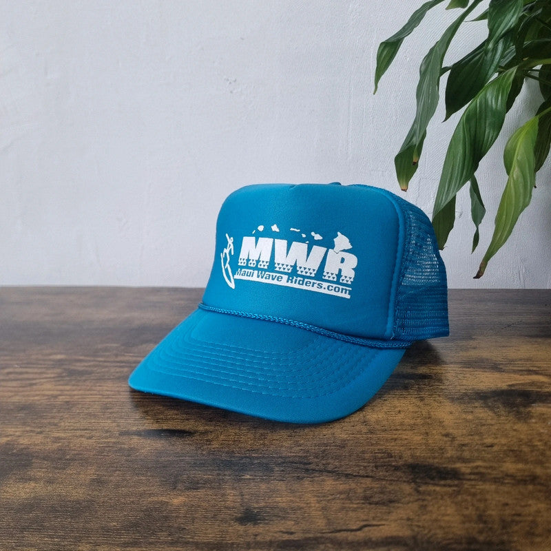 Vintage American Trucker Hat Snapback cap one size adjustable blue turquoise surf