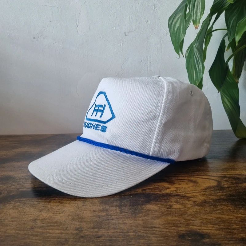 Vintage American Trucker Hat Snapback cap one size adjustable white Hughes