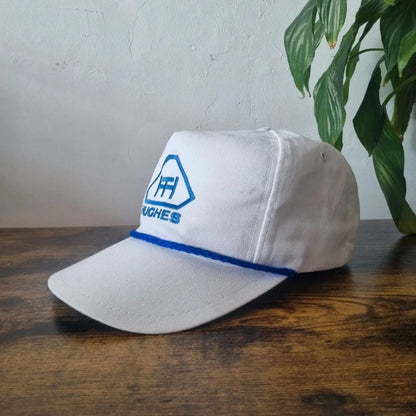 Vintage American Trucker Hat Snapback cap one size adjustable white Hughes