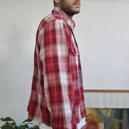 Vintage Carhartt Boxy Fit Cropped Shirt Short Sleeve large check Red Button Up Skater Y2K Surf