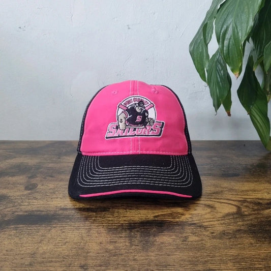 Vintage American Baseball Hat Snapback cap one size adjustable y2k Port Stanley Sailors pink black