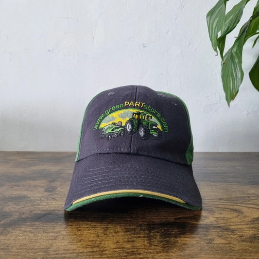 Vintage American Baseball Hat Snapback cap one size adjustable green dark grey  tractor
