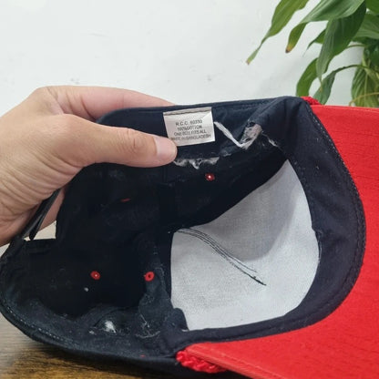Vintage American Trucker Hat Snapback cap one size adjustable black red commercial mechanical