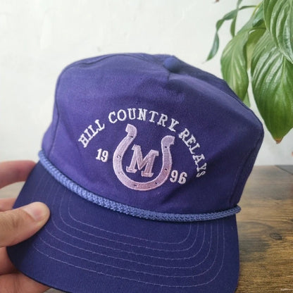 Vintage American Trucker Hat Snapback cap one size adjustable purple hill country
