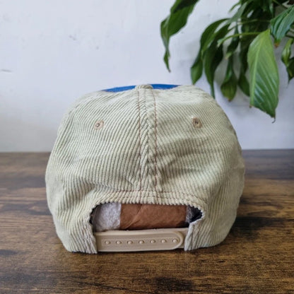 Vintage American Trucker Hat Snapback cap one size adjustable beige blue S logo