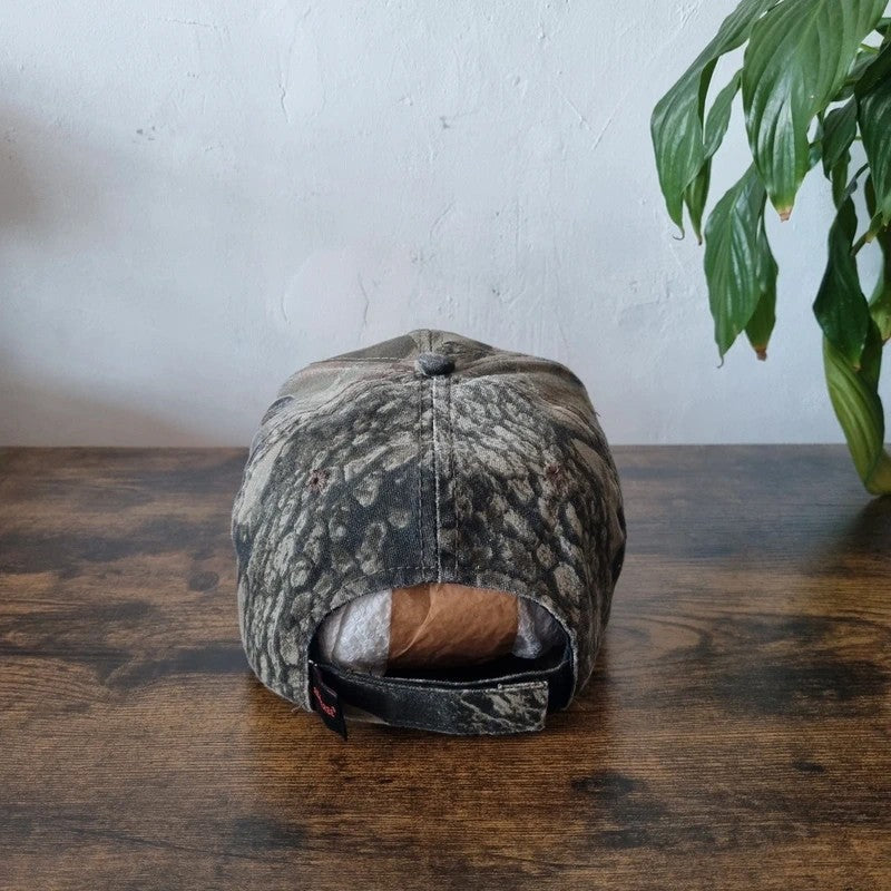 Vintage American Baseball Hat Snapback cap one size khaki brown real tree Scott wagner