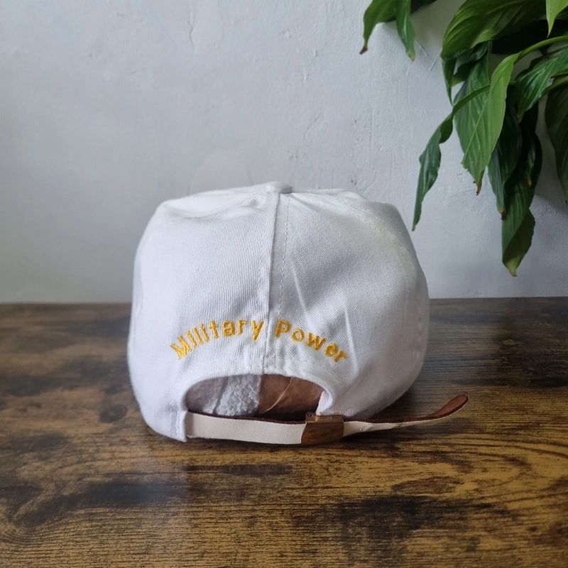 Vintage American Trucker Hat Snapback cap one size adjustable military power white