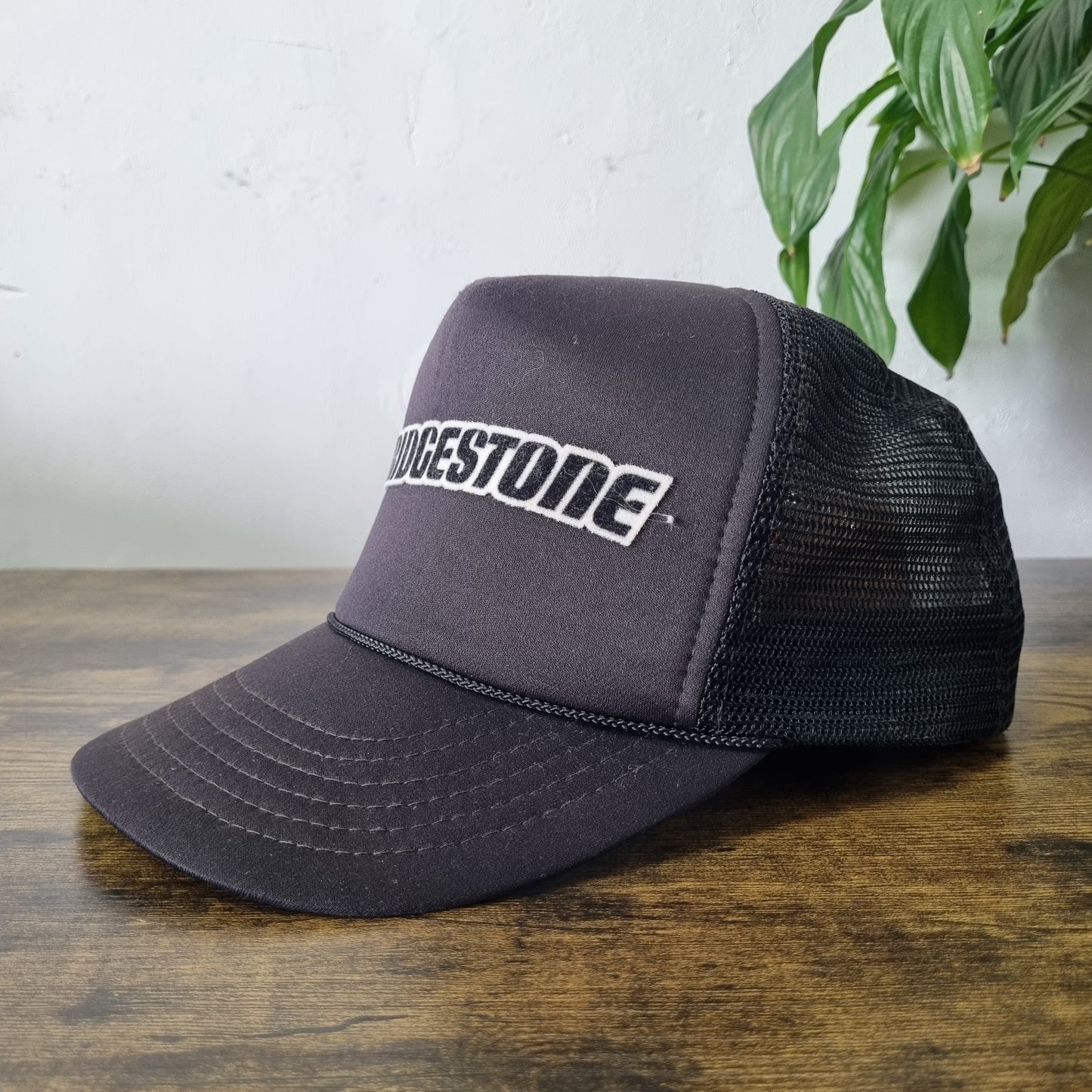 Vintage American Trucker Hat Snapback cap one size Bridgestone tire black