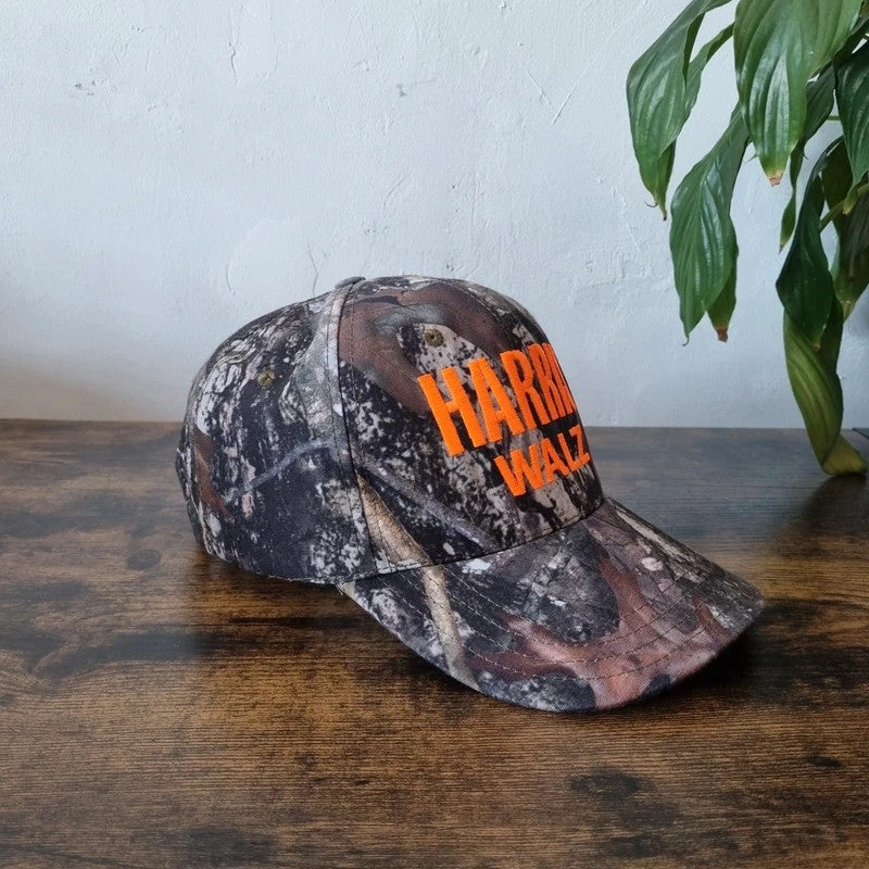 Vintage American Baseball Hat Snapback cap one size adjustable Harris Walz brown realtree