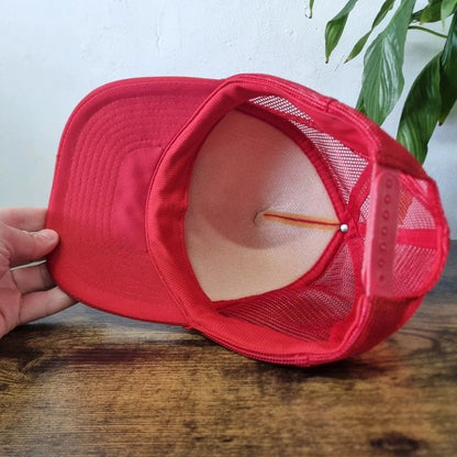 Vintage American Trucker Hat Snapback cap one size adjustable red kalamazoo trains