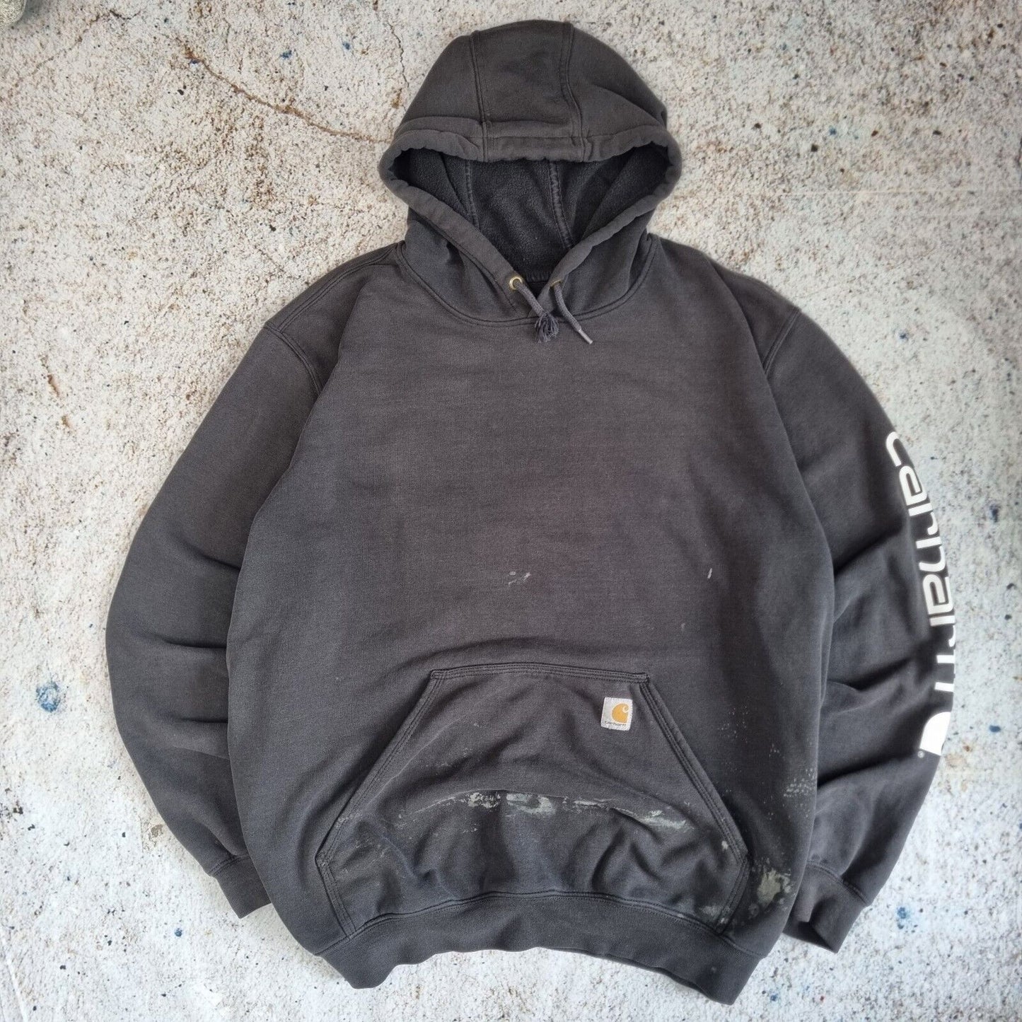 Carhartt Hoodie Mens Pull Over Workwear Spellout Sweatshirt Black, XXL