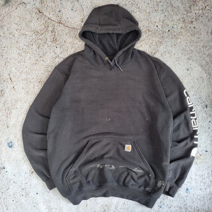 Carhartt Hoodie Mens Pull Over Workwear Spellout Sweatshirt Black, XXL