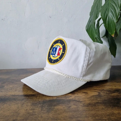 Vintage American Trucker Hat Snapback cap one size adjustable white captain nautical