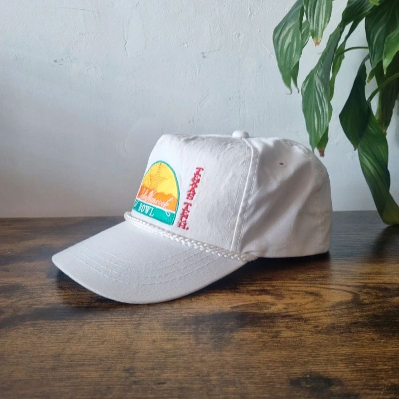 Vintage American Trucker Hat Snapback cap one size white oklahoma John hancock bowl