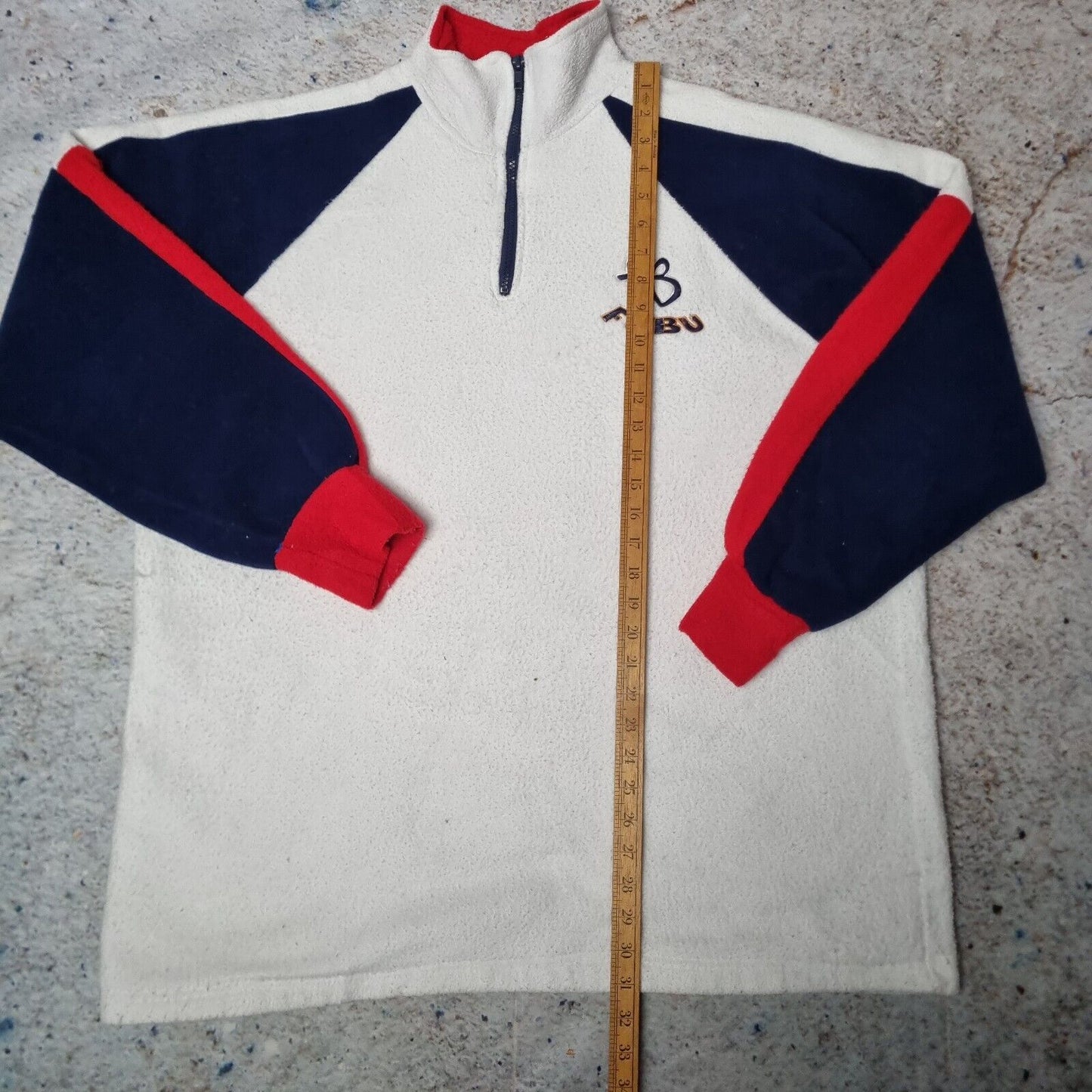 FUBU Quarter Zip Fleece Top  1/4 Zip 90s Vintage White Size XXL