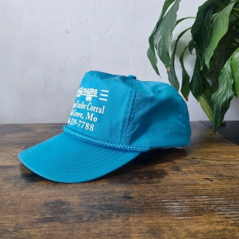 Vintage American Trucker Hat Snapback cap one size adjustable blue CM trailers