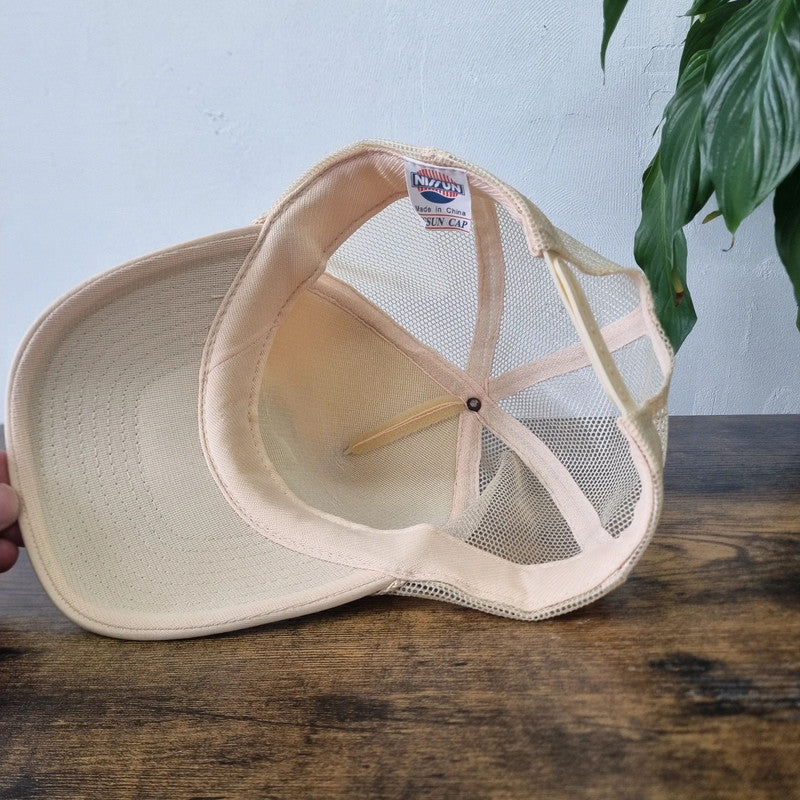 Vintage St. Thomas U.S. Virgin Islands trucker snapback hat cap cream one size adjustable