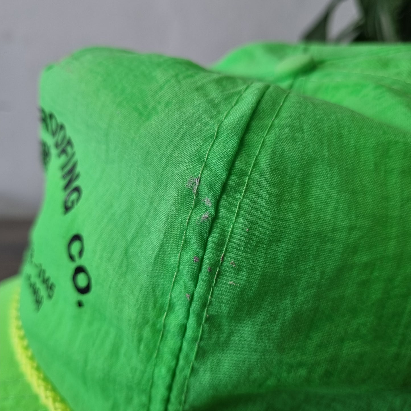 Vintage American Trucker Hat Snapback cap one size adjustable neon green roofing