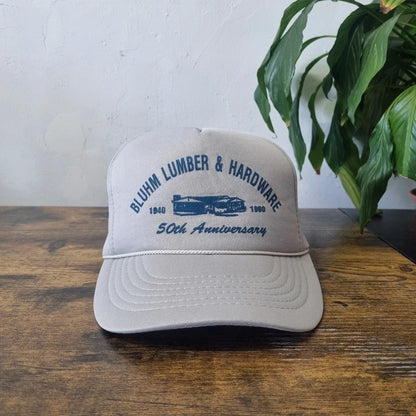Vintage American Trucker Hat Snapback cap one size adjustable grey lumber & hardware