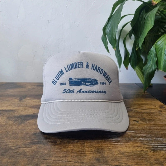 Vintage American Trucker Hat Snapback cap one size adjustable grey lumber & hardware