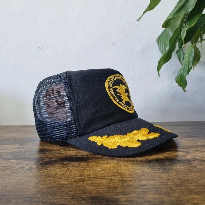 Vintage American baseball Hat Snapback cap one size adjustable black yellow captain eagle