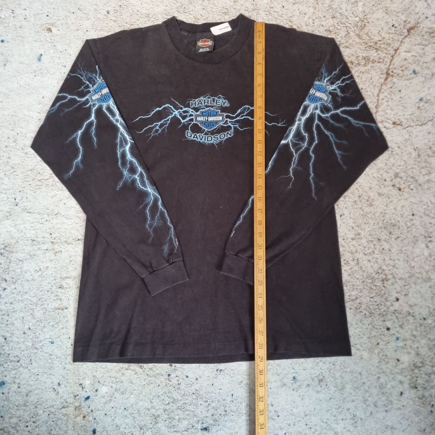 Harley Davidson Biker Blue Lightning Long sleeve shirt Mens 04 - Black - Size L