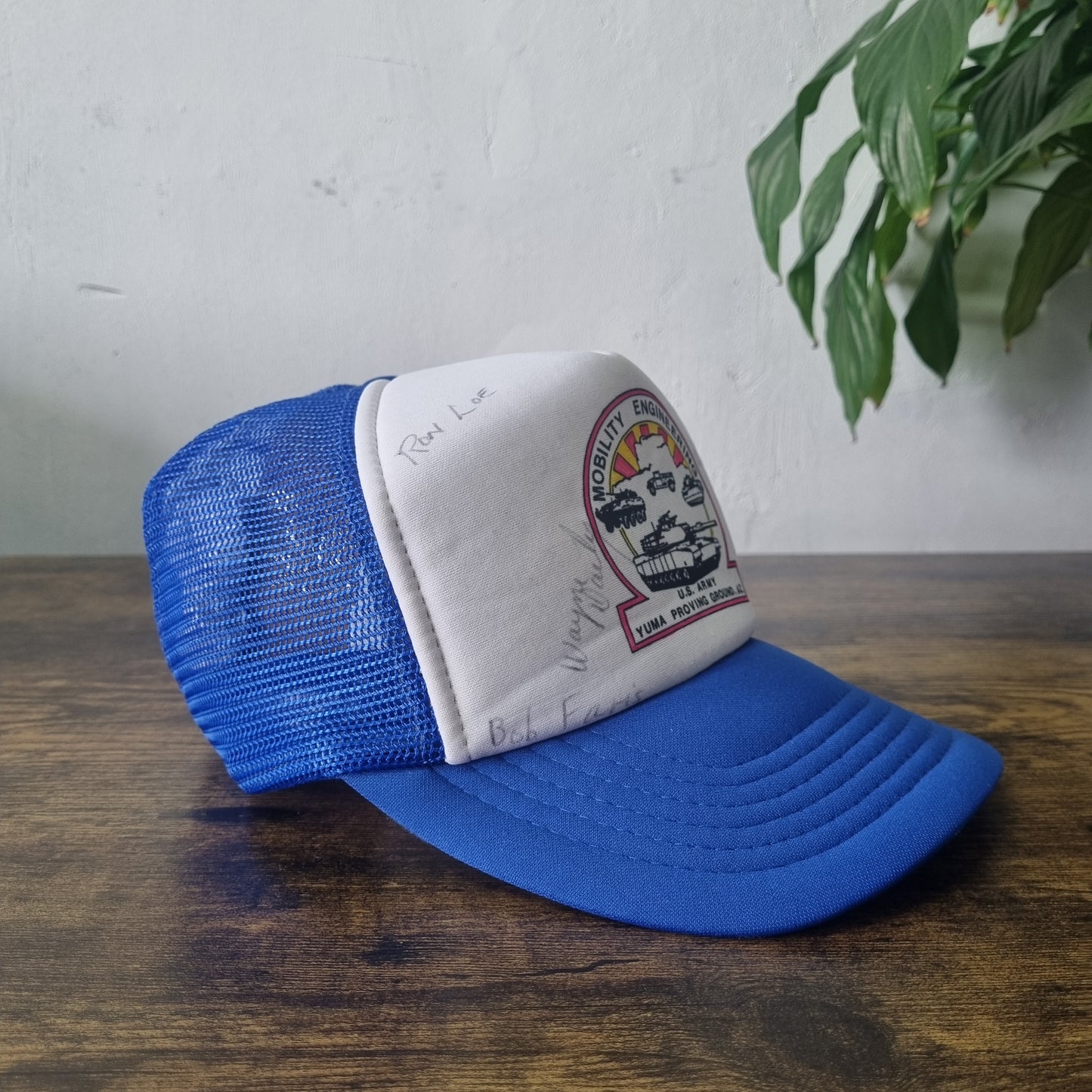 Vintage American Trucker Hat Snapback cap one size adjustable blue white