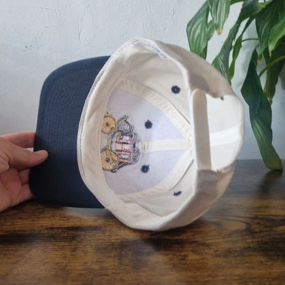 Vintage American Baseball Hat Snapback cap one size adjustable cream black wells fargo
