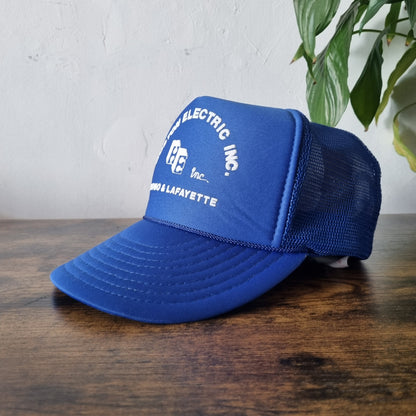 Vintage American Trucker Hat Snapback cap one size adjustable Blue Houston Elec