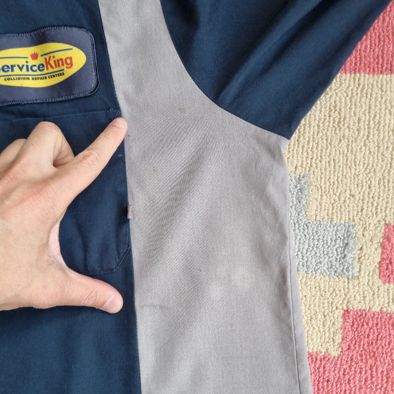 Vintage Dickies Boxy Fit Cropped Shirt long Sleeve XL plain Navy Button Up Skater Y2K Surf