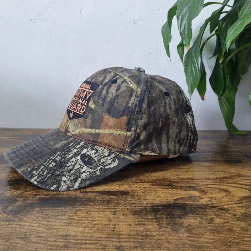 Vintage American Baseball Hat Snapback cap one size khaki brown mossy oak camo army of guard