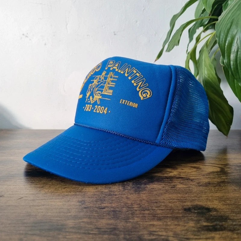 Vintage American Trucker Hat Snapback cap one size adjustable blue gamco painting