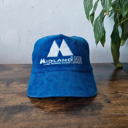 Vintage American Trucker Hat Snapback cap one size adjustable midland radio blue