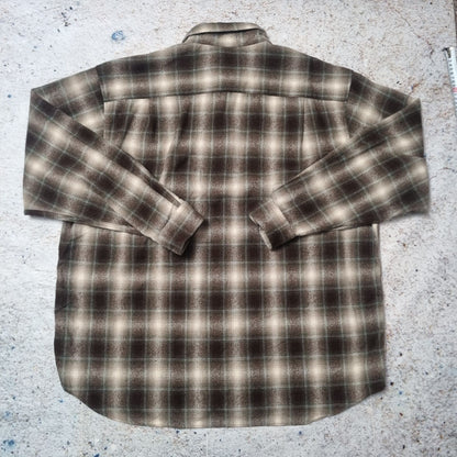 Pendleton Shirt Mens Checkered 100% Virgin Wool Flannel Button Up Brown Size XXL