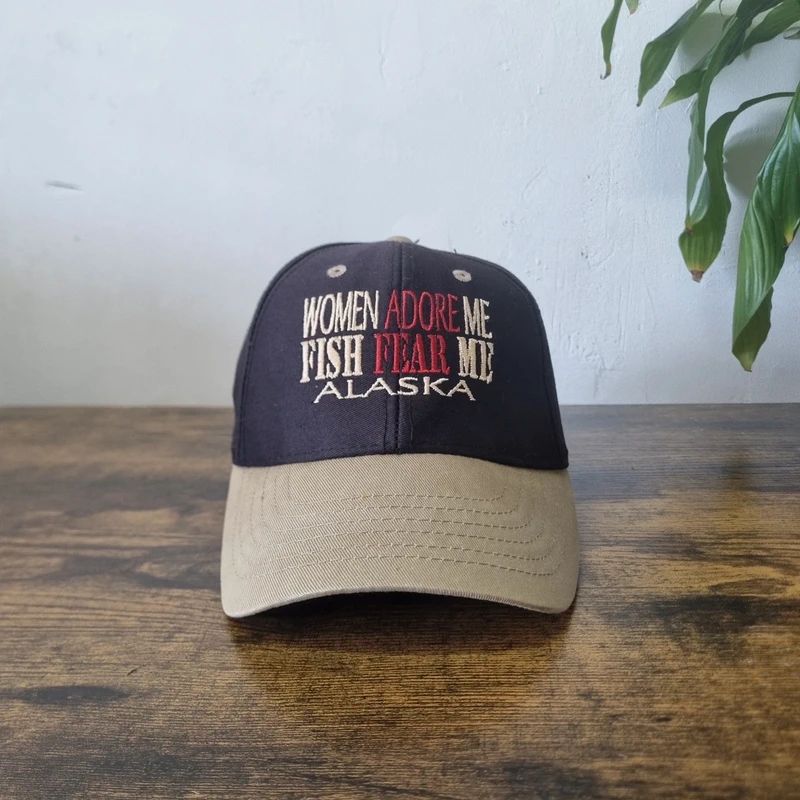 Vintage American baseball Hat Snapback cap one size adjustable black beige fishing