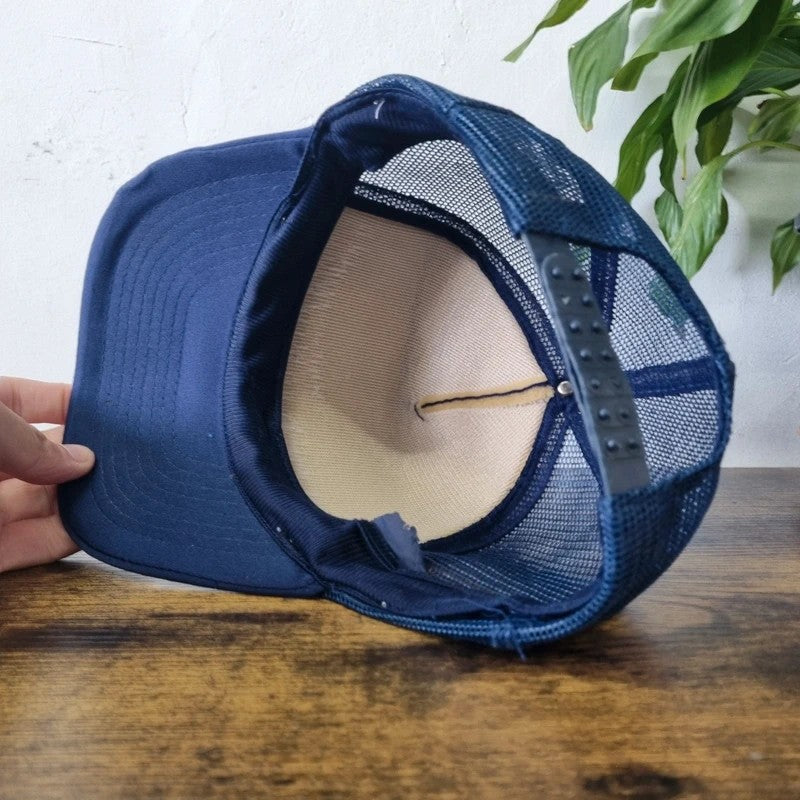 Vintage American Trucker Hat Snapback cap one size adjustable navy shi faced