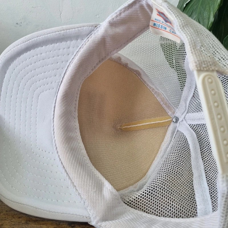 Vintage American Trucker Hat Snapback cap one size adjustable white winroc construction