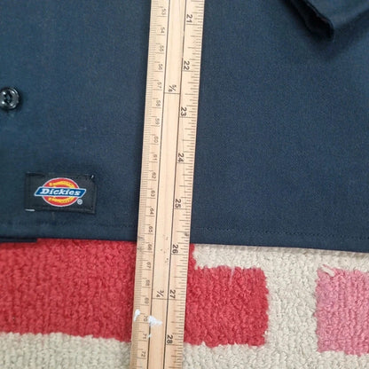 Vintage Dickies Boxy Fit Cropped Shirt long Sleeve large plain Black Button Up NY