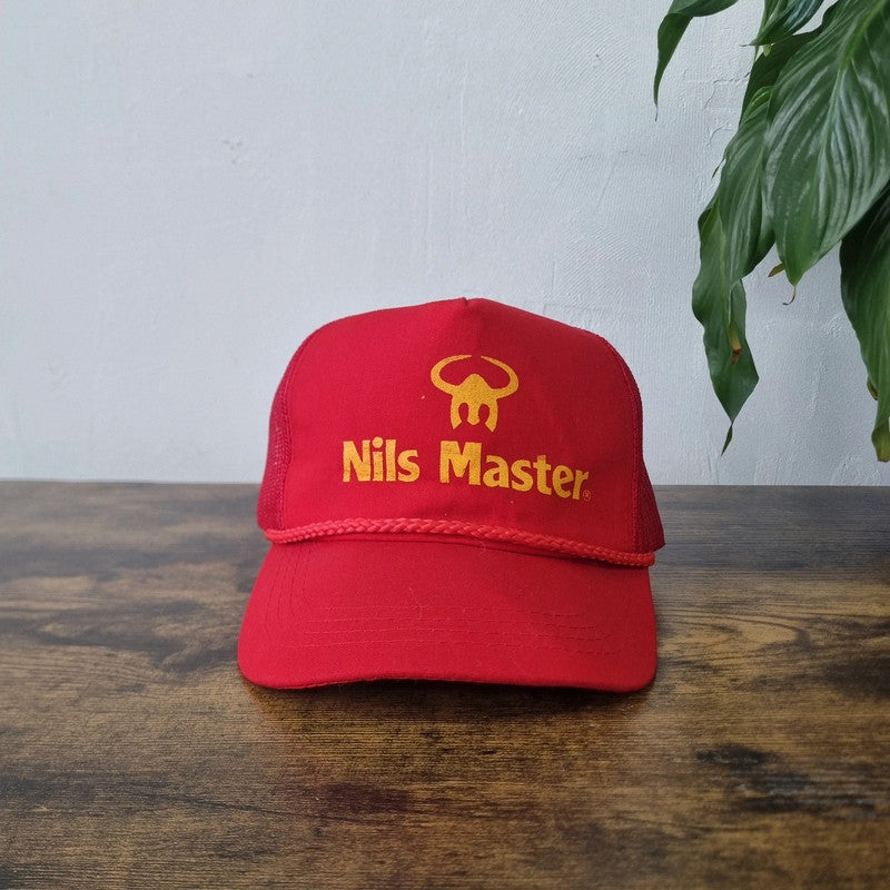 Vintage American trucker hat snapback cap mesh one size adjustable red yellow
