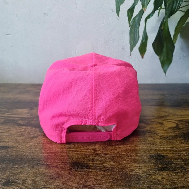 Vintage American Trucker Hat Snapback cap one size adjustable neon pink medical