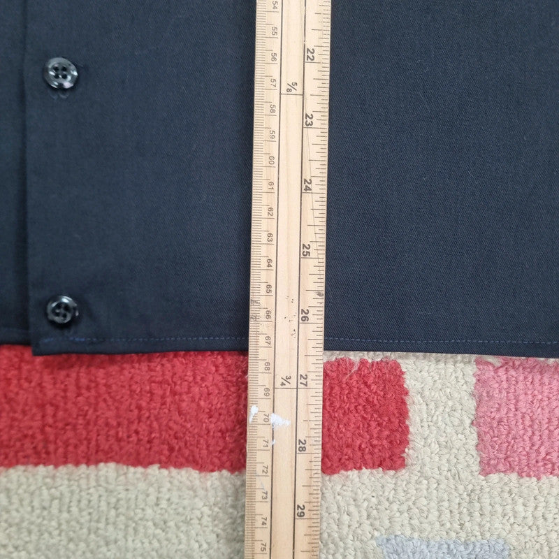 Vintage Dickies Boxy Fit Cropped Shirt Short Sleeve Medium plain Black Button Up Skater Y2K Surf