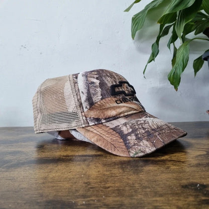 Vintage American Baseball Hat Snapback cap one size adjustable beige camo Chevrolet