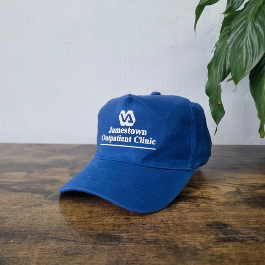 Vintage Trucker Hat snapack cap Jamestown clinic blue cotton one size adjustable 90s