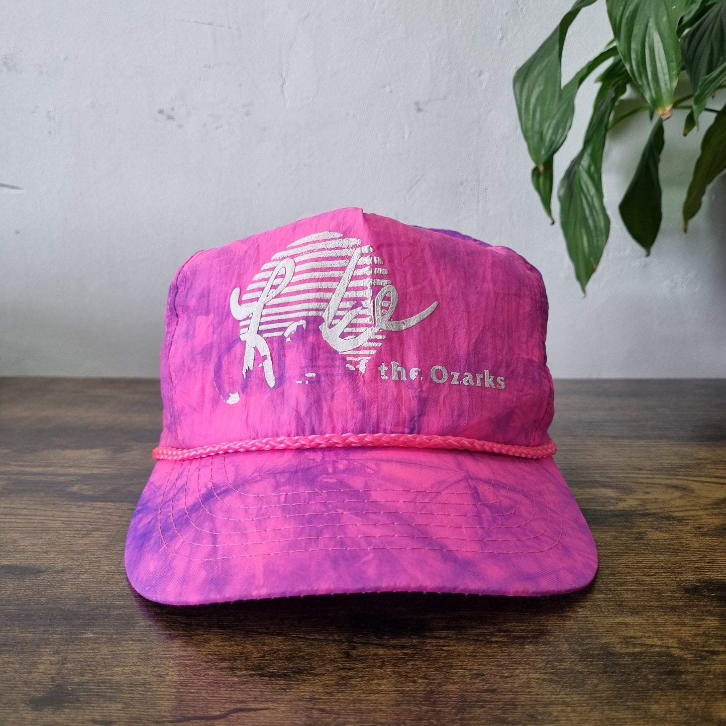 Vintage American Trucker Hat Snapback cap one size adjustable pink lake ozark