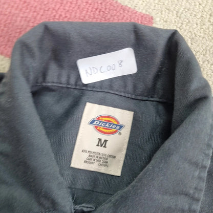 Vintage Dickies Boxy Fit Cropped Shirt Short Sleeve Medium plain grey Button Up Skater Y2K Surf